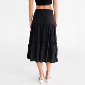 J. Crew Black Tiered Midi Skirt
